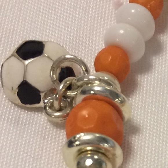 Child Tween Orange and White Stretch Bracelet - Picture 2 of 3